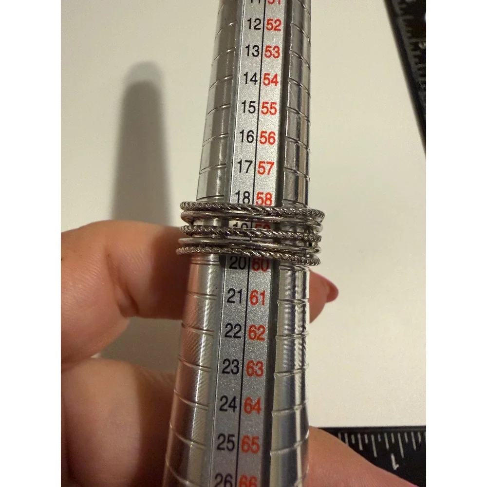 Silver Tone Multi Strand Rope Band Ring Stacked Style Size 9